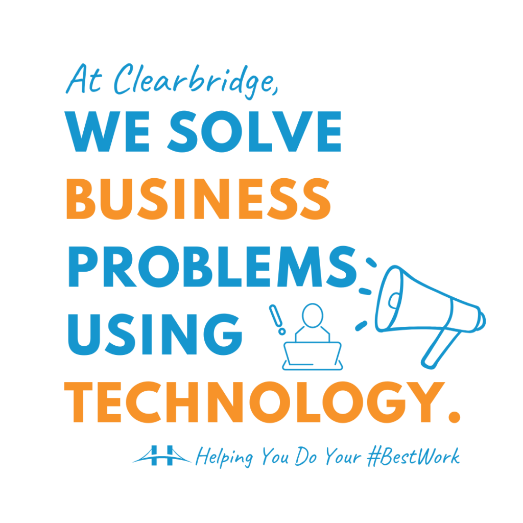 at clearbridge we solve business problems using technology infographic